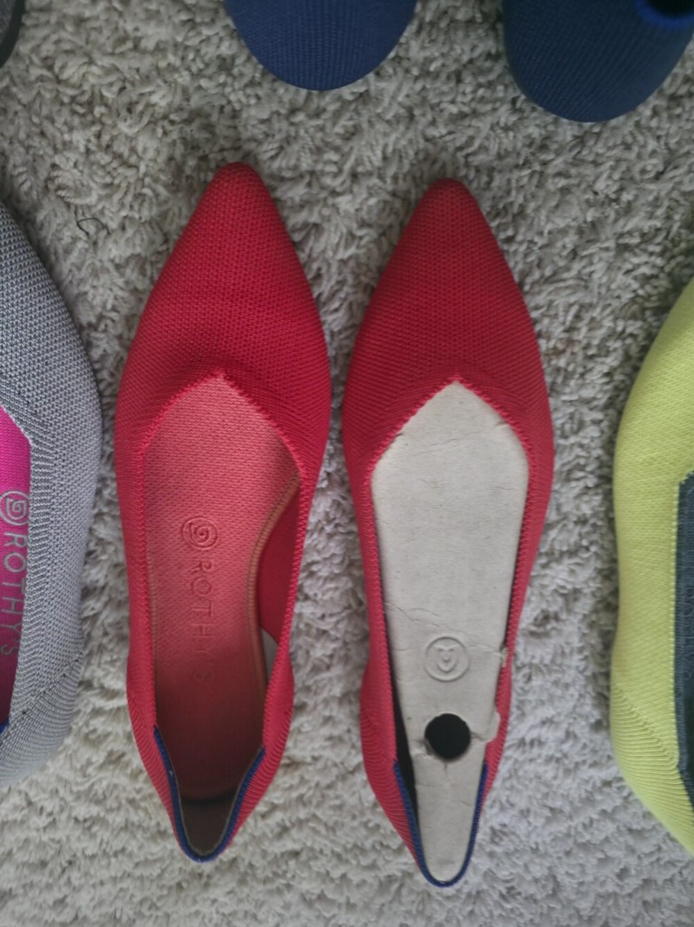 Rothy's Red Pointed Knit Flats